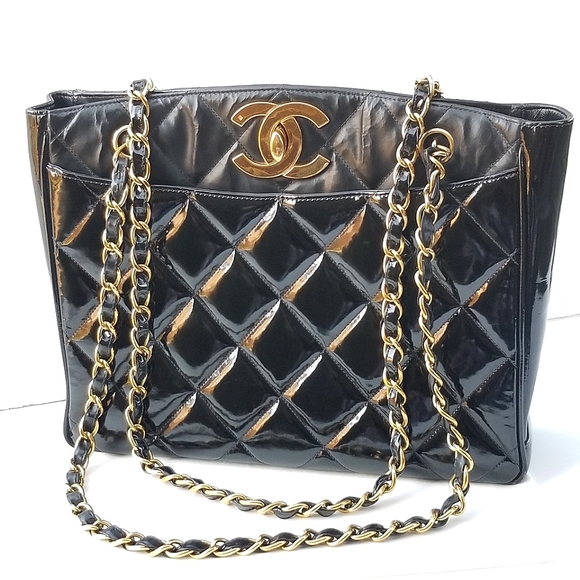 CHANEL Timeless Huge CC 24K Gold Plated Quilted leather chain strap Tote handbag - Picture 2 of 16